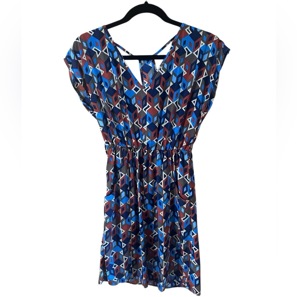 Ya Los Angeles Retro Look short Sleeve Gathered Waist Pocketed Dress